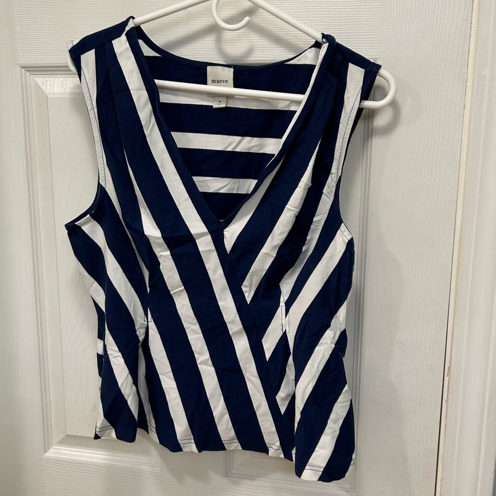 Maeve Striped Navy and White Tee